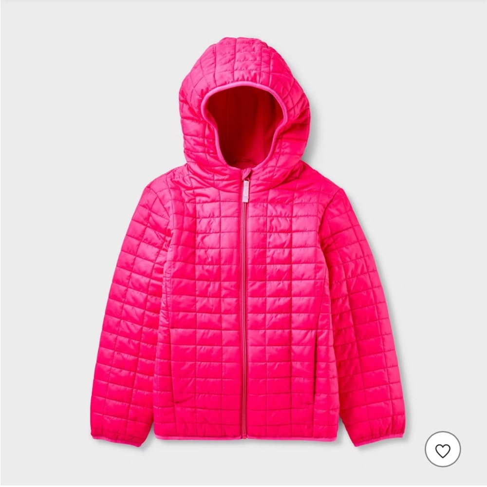 Cat and Jack Puffer Jacket Pink NEW Quilted Hooded Puffer Winter Girls 10/12
